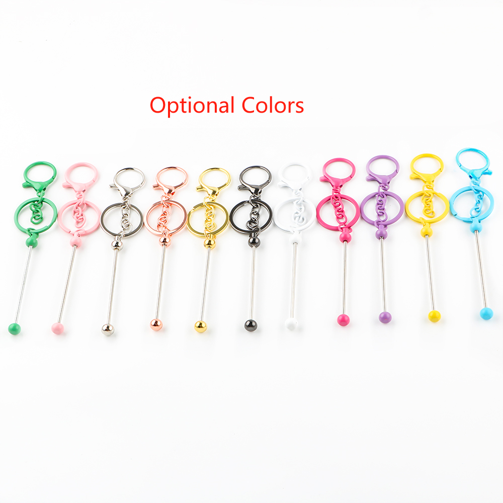 Jewelry Making Hobby - Wholesale 50/100/200Pcs Metal Beaded Keyring Beadable